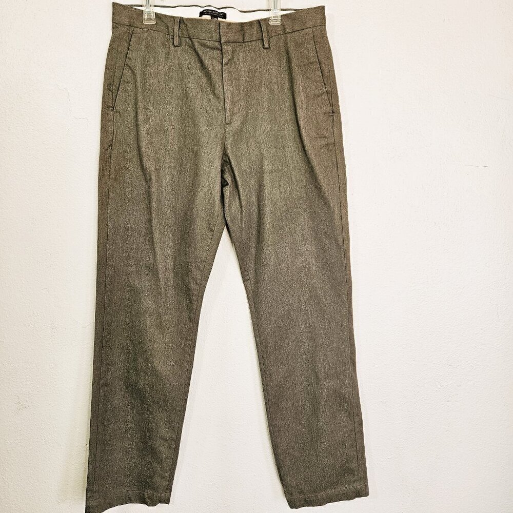 Banana Republic Men Gray Straight Leg Mid Rise Casual Minimalist Pants SZ 35X34